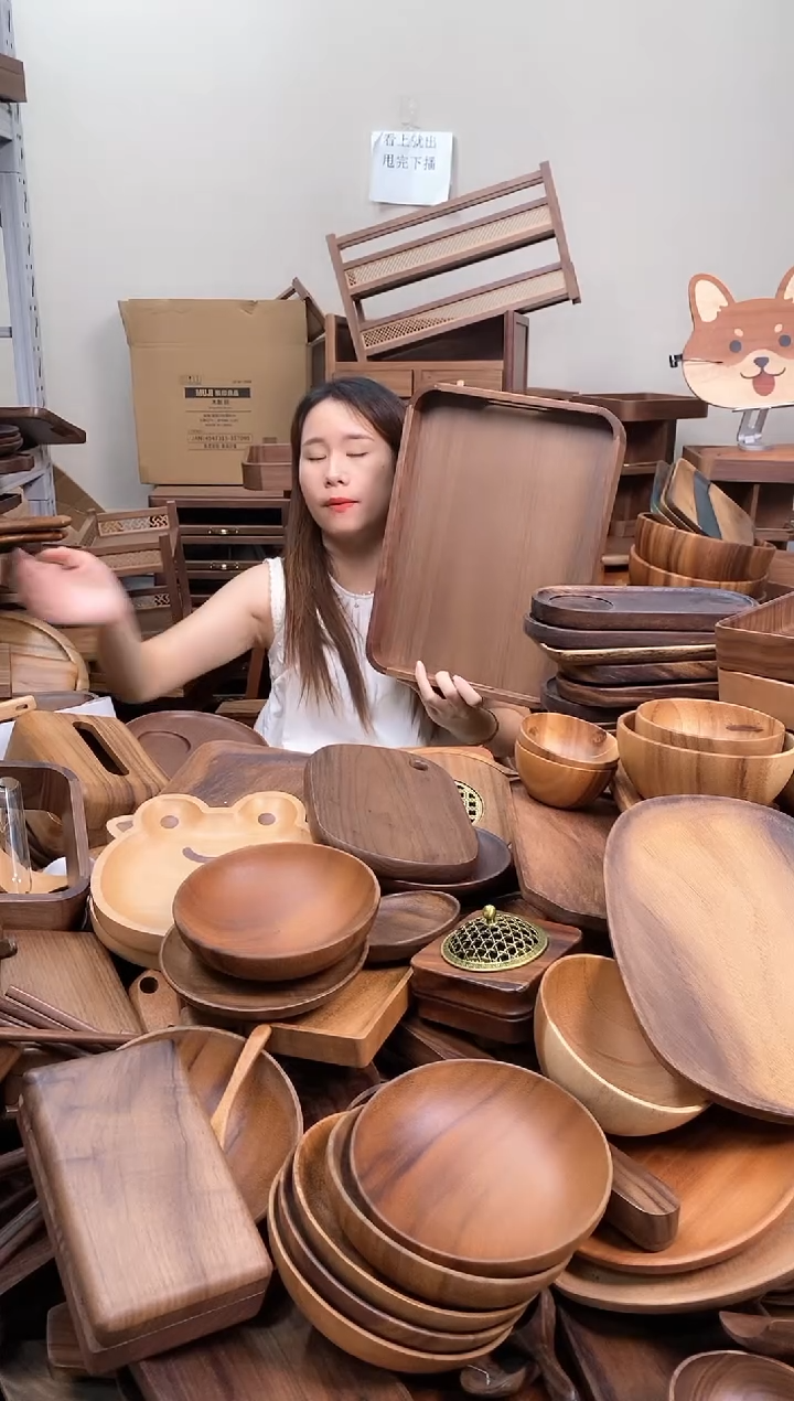 木  北美黑胡桃木圆角托盘39*29*5cm