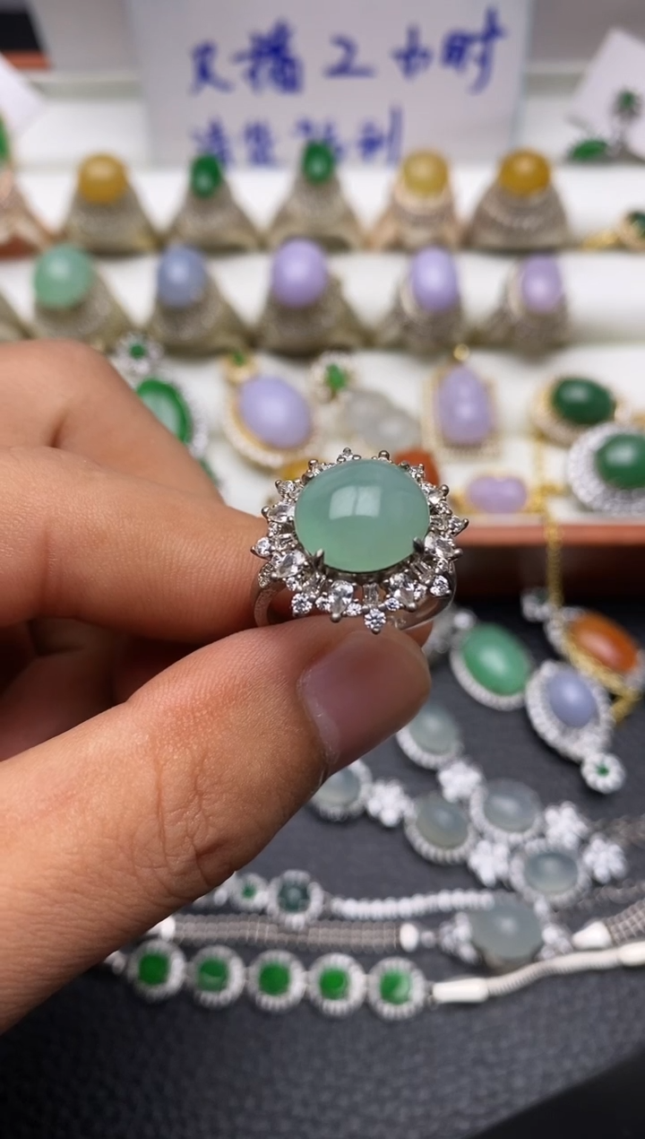 银S925镶嵌戒指翡翠0023