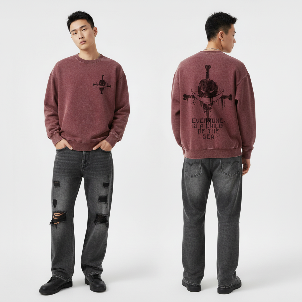 【 白胡子旗帜 双面  棕红】450克 美式宽松 复古棕红  男士卫衣