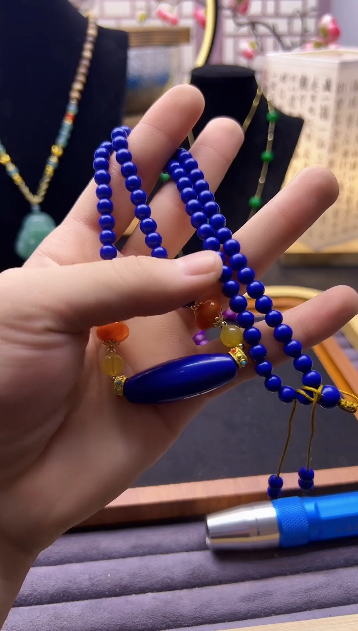 【闪购商品】青金石颈饰14K金镶嵌X378