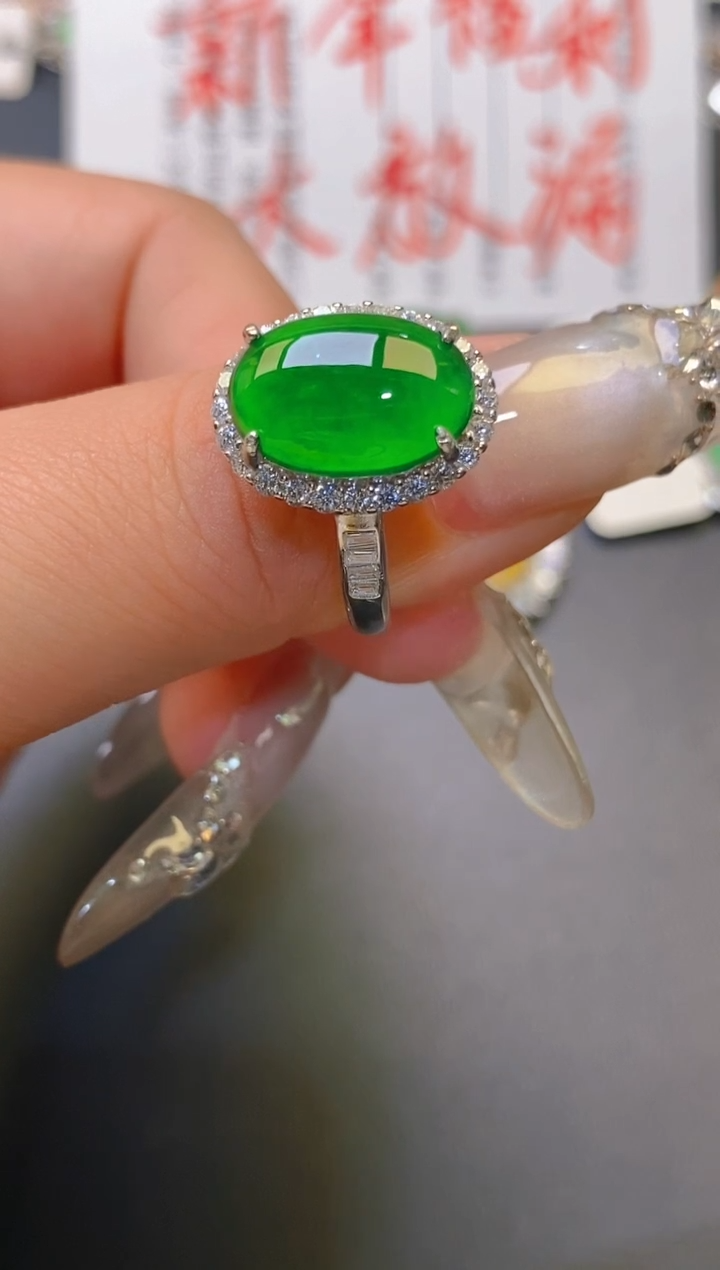 【闪购商品】翡翠耳饰银S925镶嵌天然A货翡翠1