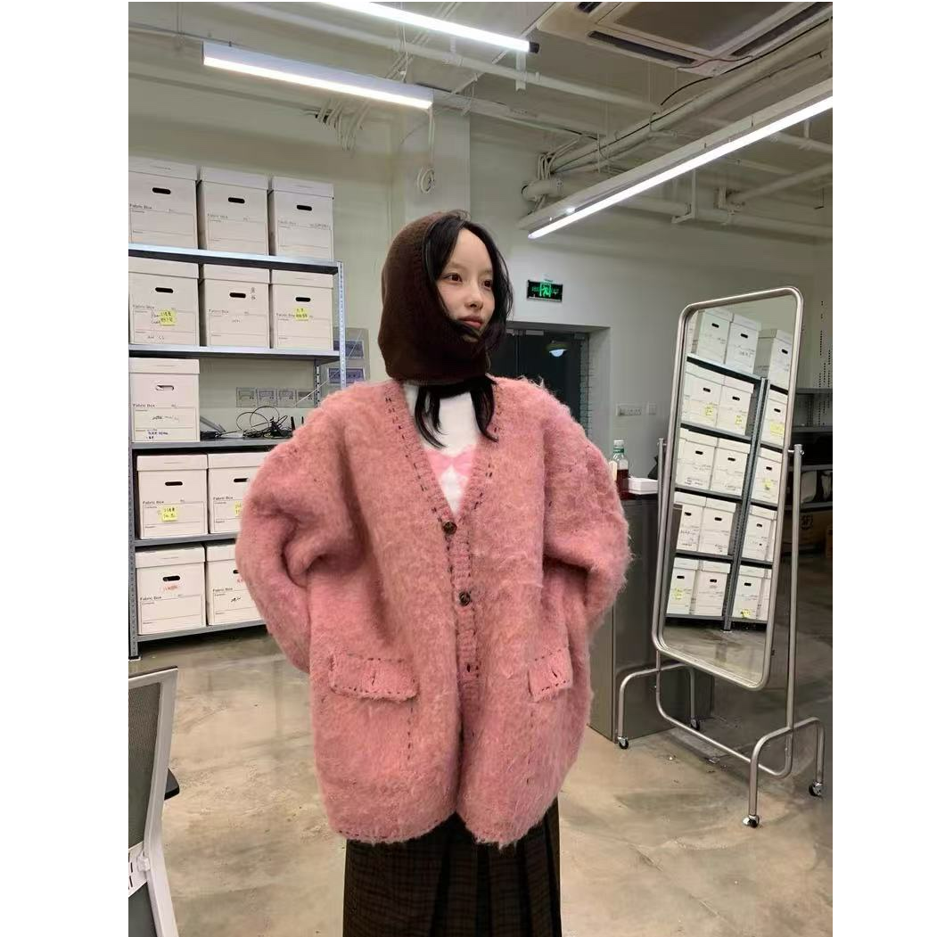 十三行白白家-慵懒的秋冬~手工缝线拉毛 软糯重磅毛衣外套#246005