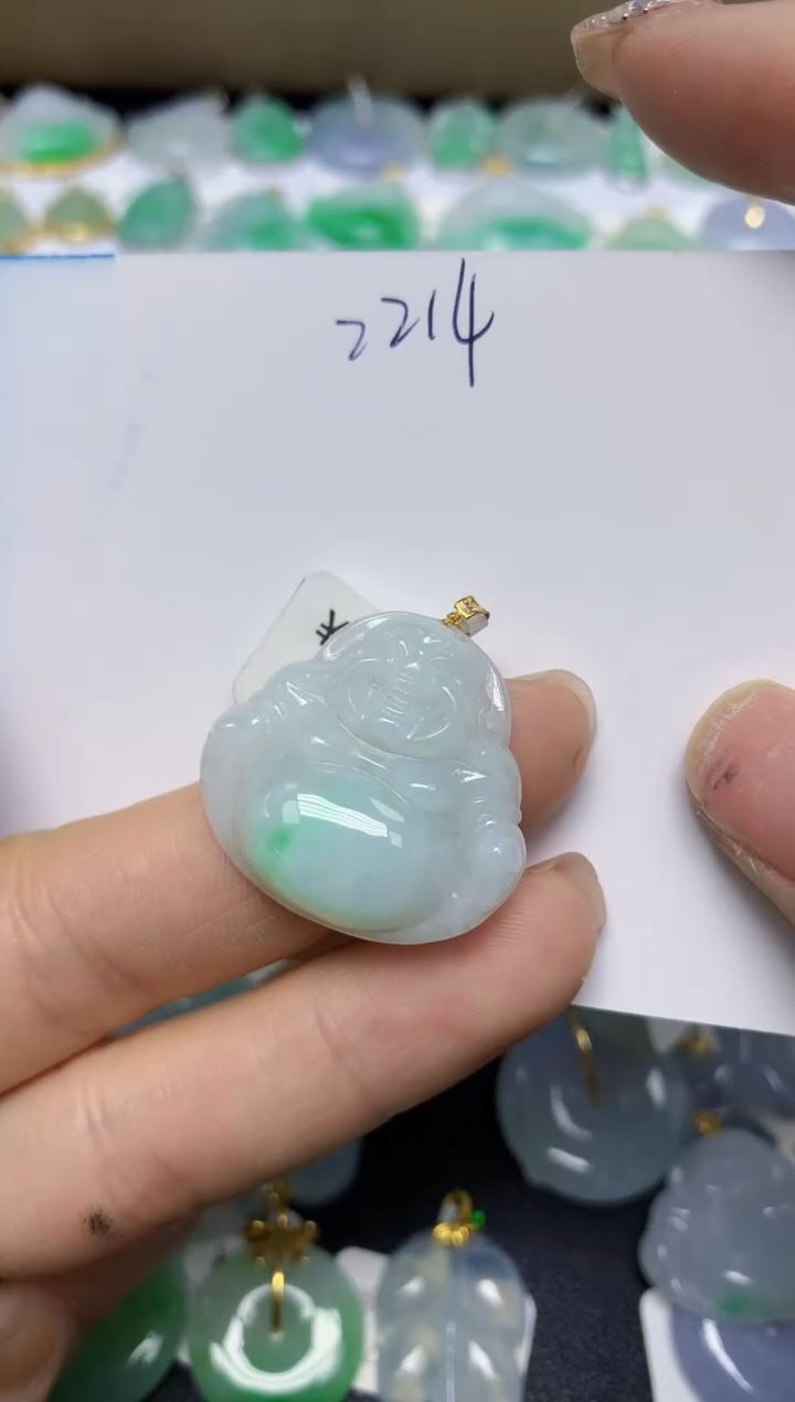 【闪购商品】翡翠挂件18K金镶嵌 天然翡翠A货