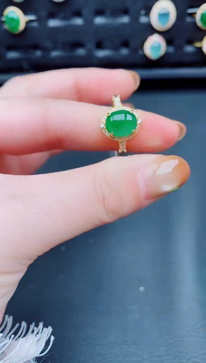 【闪购商品】翡翠戒指银S925镶嵌天然a货翡翠251