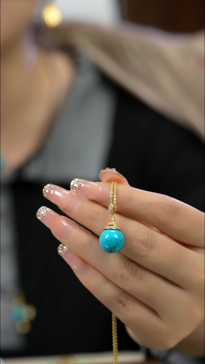 银S925镶嵌绿松石吊坠多样性发一