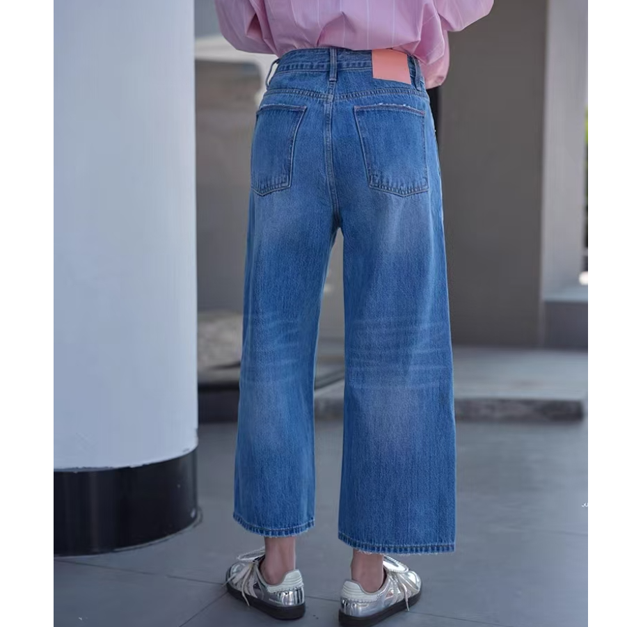 SU【768】花65 愫玥 阔腿女2025春款高腰显瘦直筒九分奶奶裤小个子~