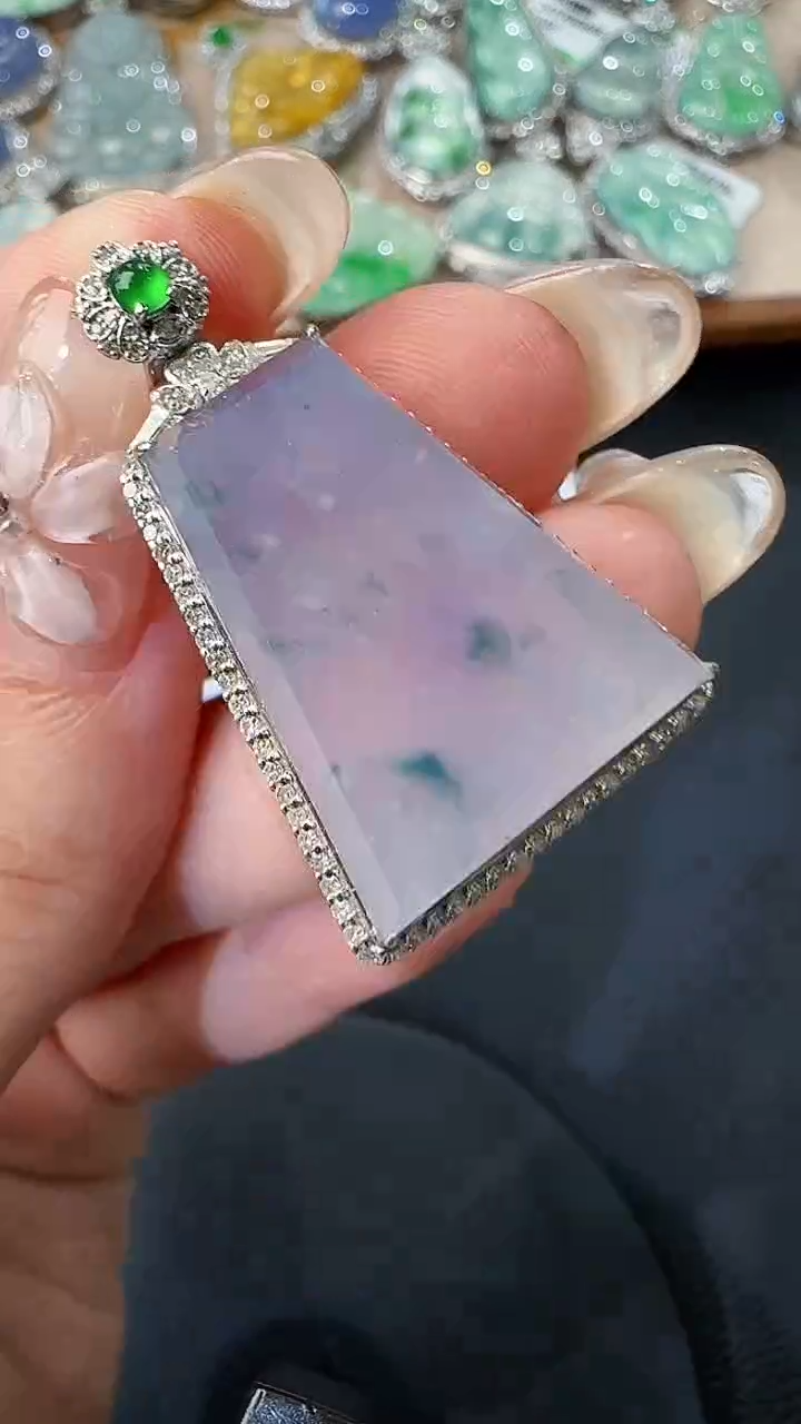翡翠18K金镶嵌吊坠(不含链)27