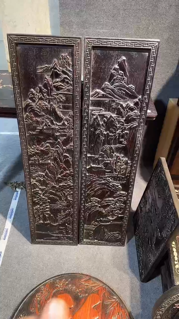 木1**9紫檀拆件雕刻板以直播间实物为准微瑕老物件