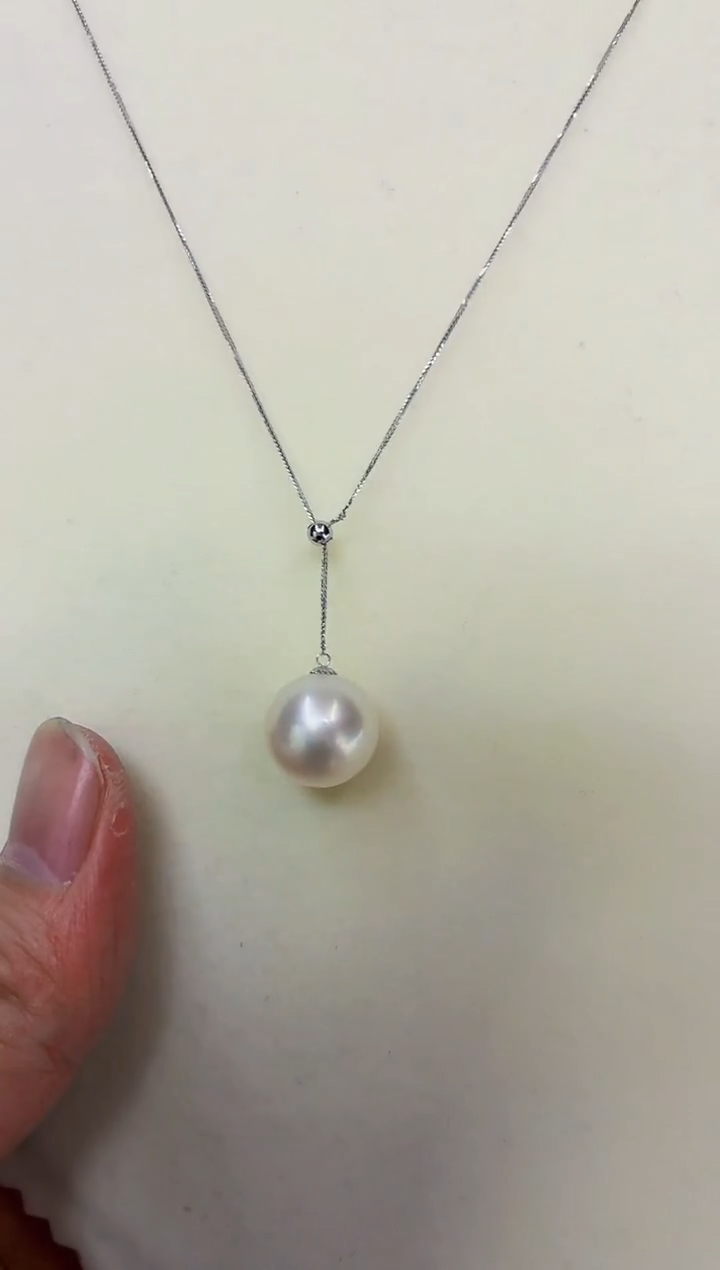 18K金镶嵌DA海水珍珠澳白Y链12-13 y674