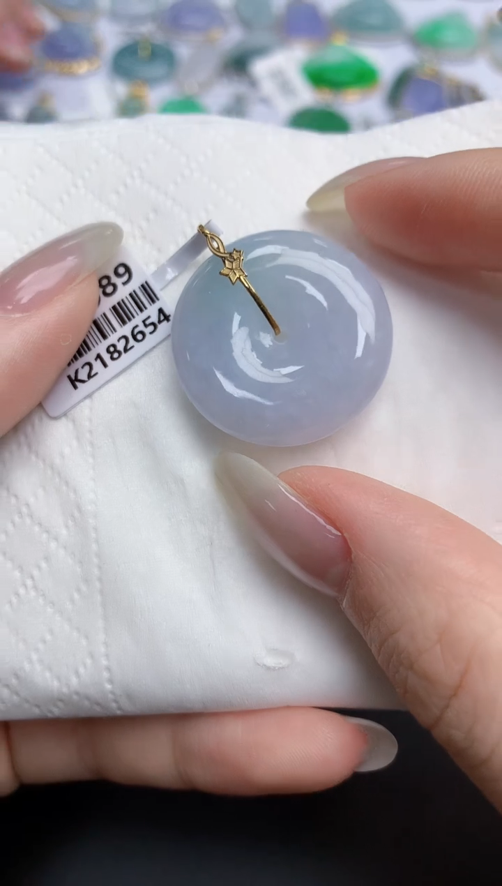 【闪购商品】翡翠颈饰18K金镶嵌天然缅甸翡翠A货