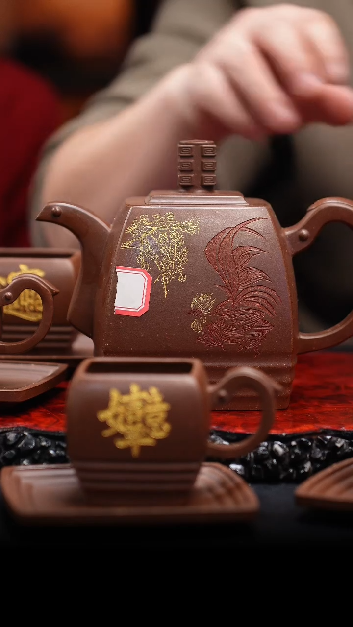 【闪购商品】紫砂茶壶75 四方君玉套组,DJB,景舟底槽清