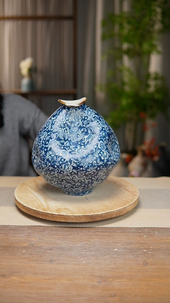 【闪购商品】陶瓷花器青花瓷芙蓉花大肚