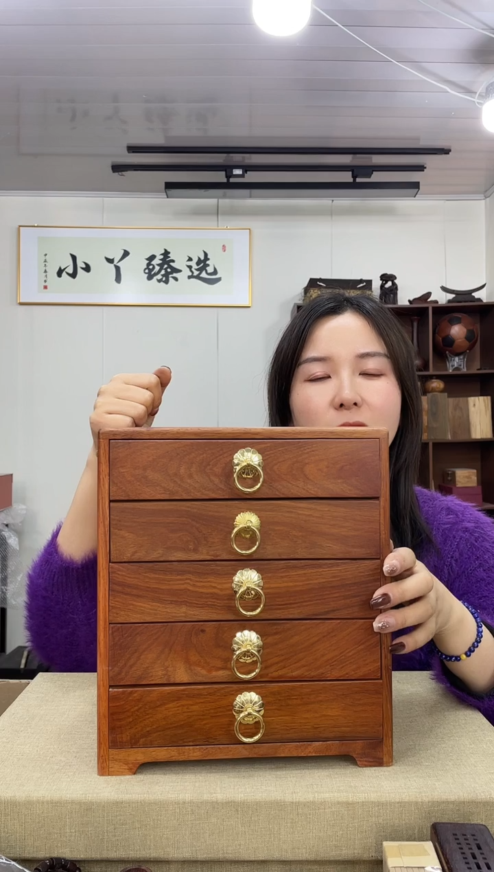 乌木类185大果紫檀茶饼箱木木木