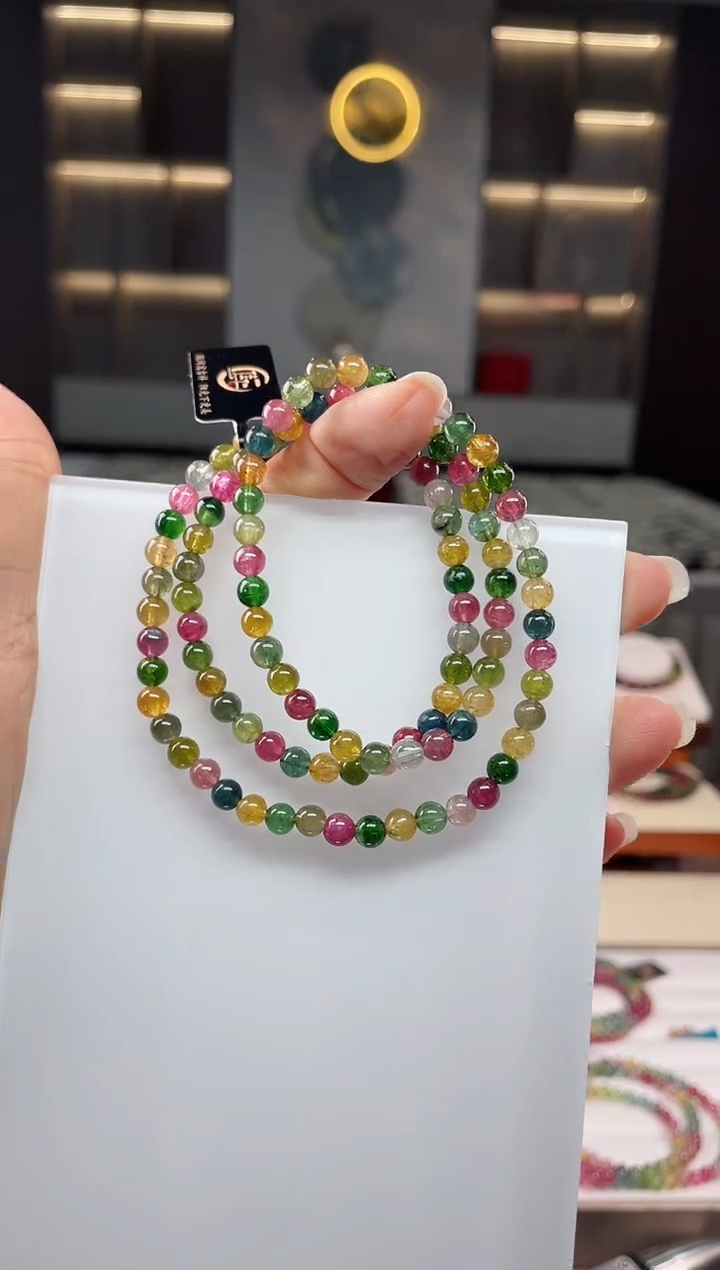 未镶嵌老矿碧玺三圈手串5mm+碧玺（多样性发一条）Q