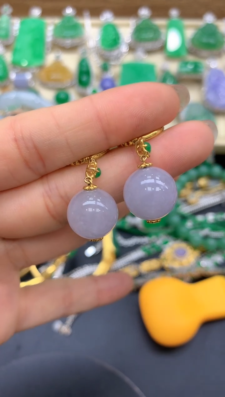 【闪购商品】翡翠耳饰18K金镶嵌342-中国好珍宝