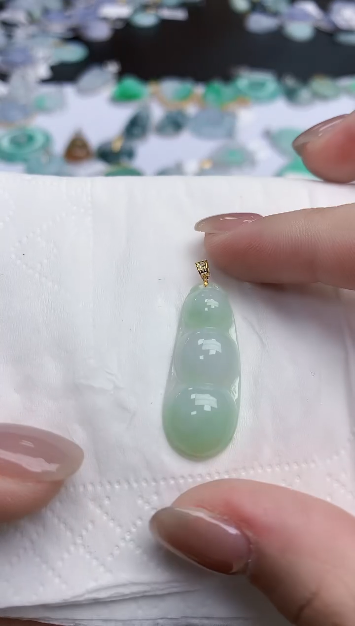 【闪购商品】翡翠颈饰18K金镶嵌天然缅甸翡翠A货