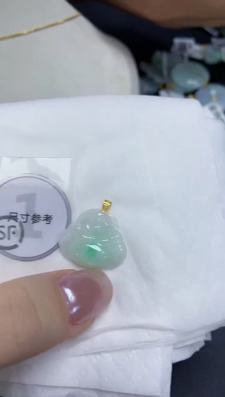 翡翠18K金镶嵌颈饰天然缅甸翡翠A货百元以上9元证书费自理