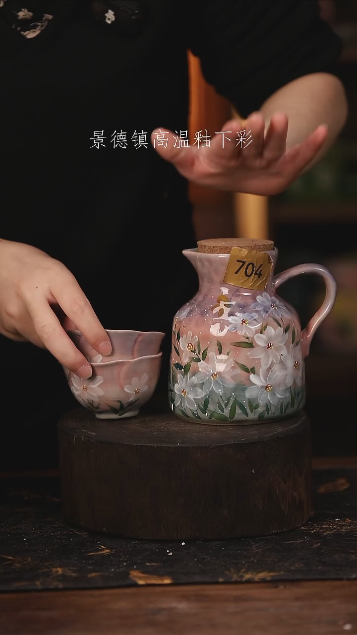 陶瓷景德镇高温釉下手绘陶瓷@L704@