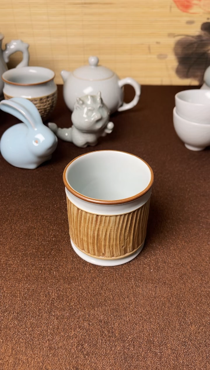 新品福利-准一级云雾月白纯手工重工主人杯