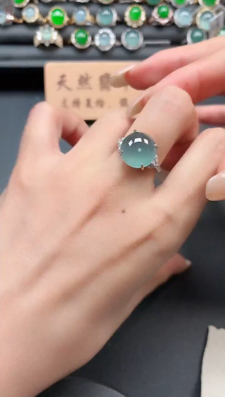 银S925镶嵌戒指翡翠1111111