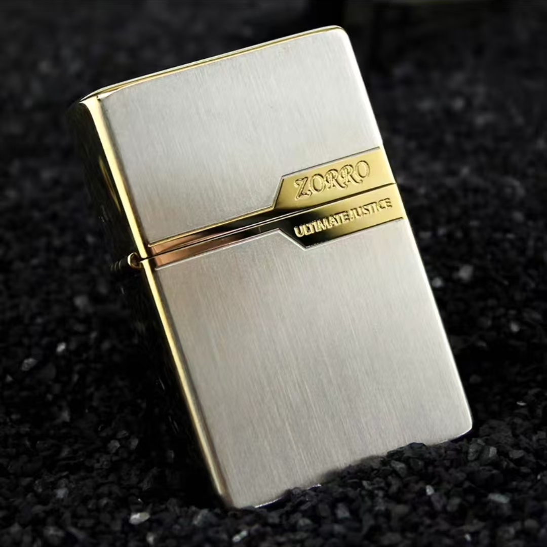 ZORRO佐罗煤油打火机商务佐罗标金拉丝男士礼品送礼防风打火机