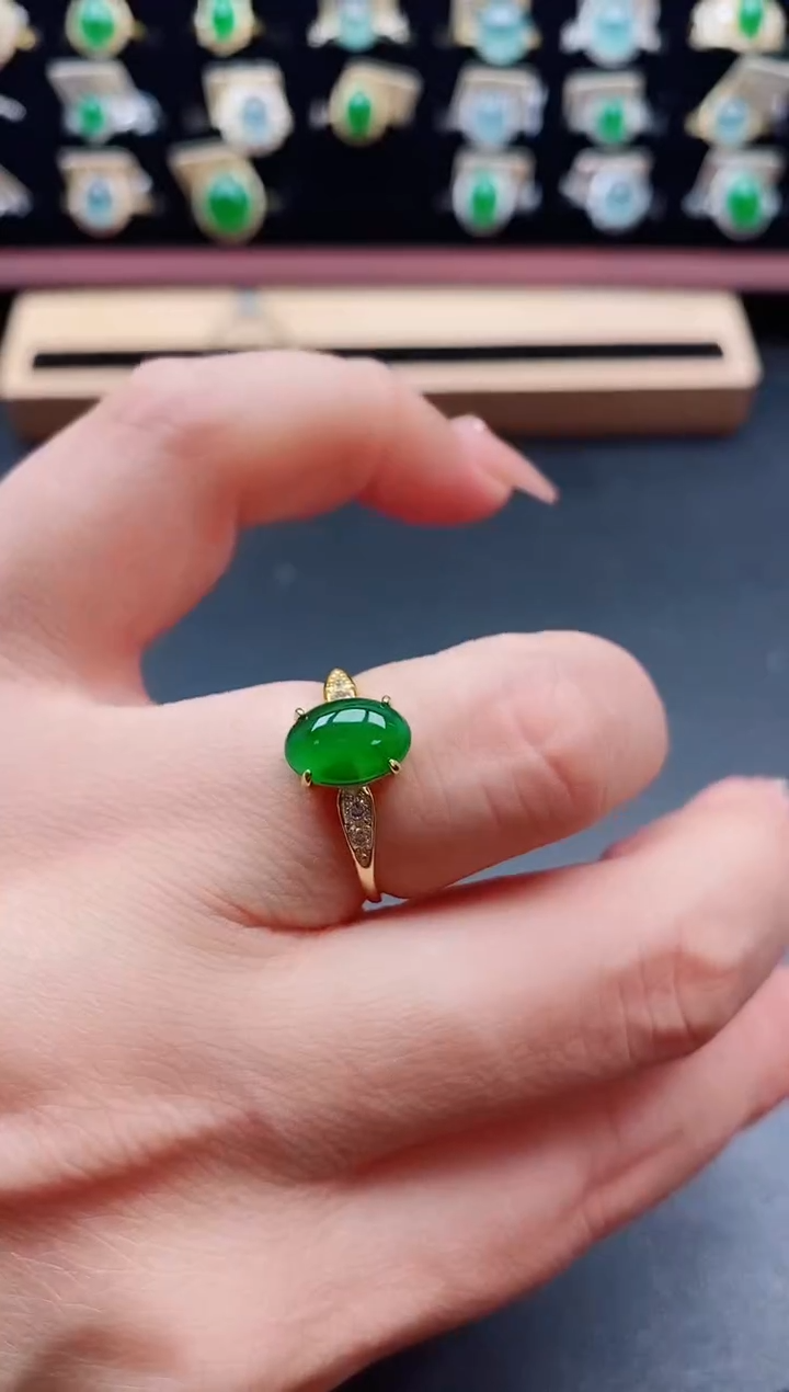 银S925镶嵌戒指翡翠1