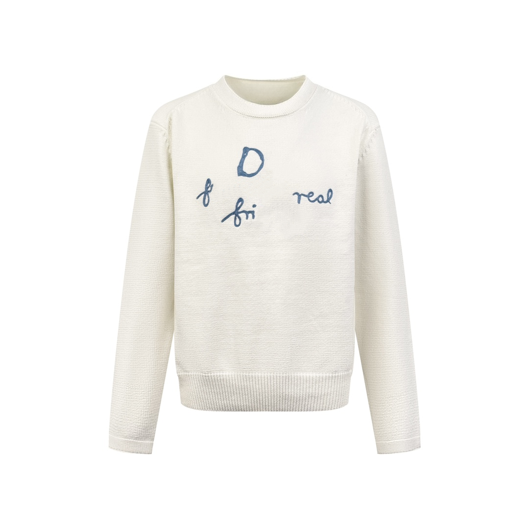 【彭彭甄选】爆款刺绣针织圆领毛衣A162