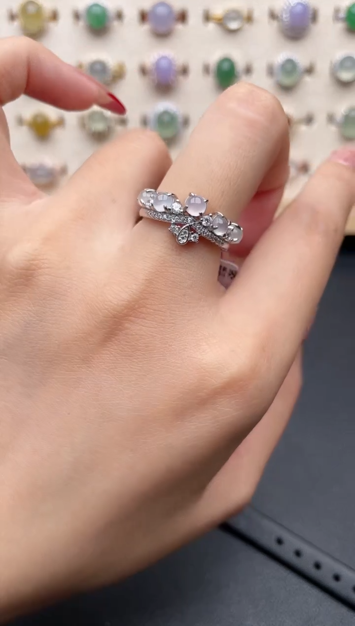 【闪购商品】翡翠戒指银S925镶嵌一物一证一礼盒