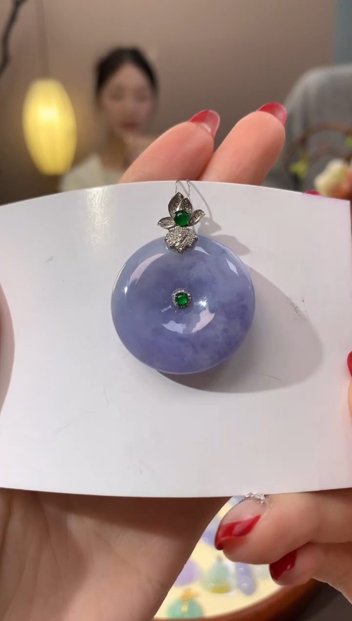 【闪购商品】翡翠颈饰18K金镶嵌天然缅甸a货翡翠