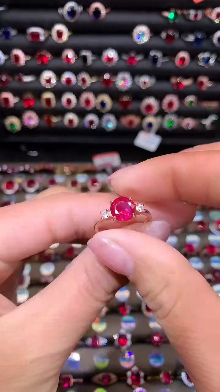 【闪购商品】红宝石戒指银S925镶嵌8玫瑰金