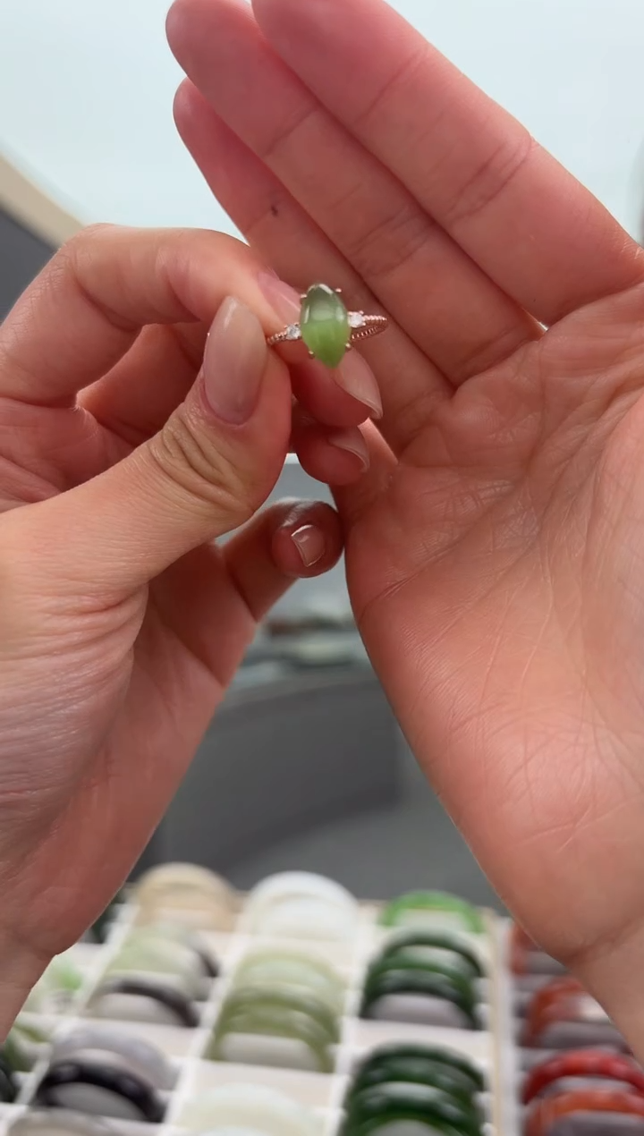 银S925镶嵌戒指和田玉6