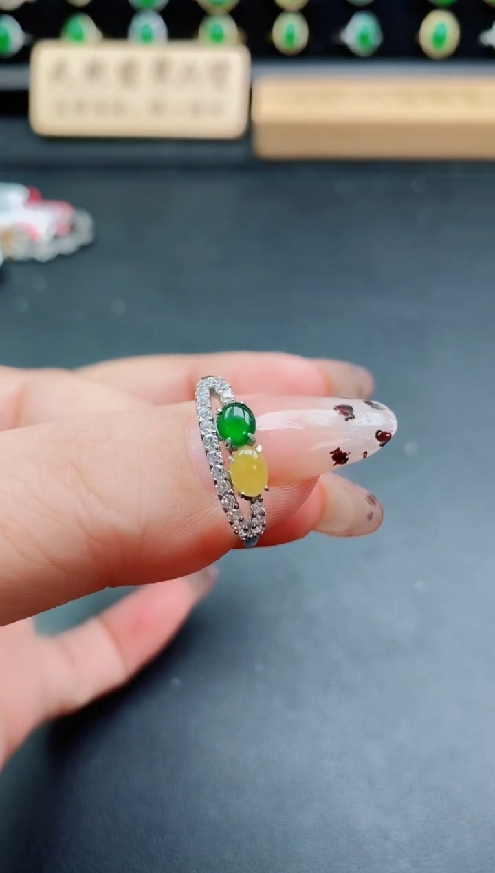 银S925镶嵌戒指翡翠11