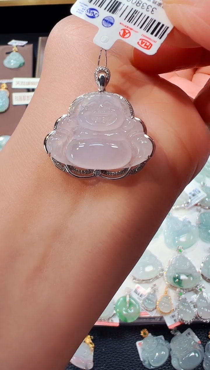 【闪购商品】翡翠吊坠(不含链)18K金镶嵌佛公吊坠722