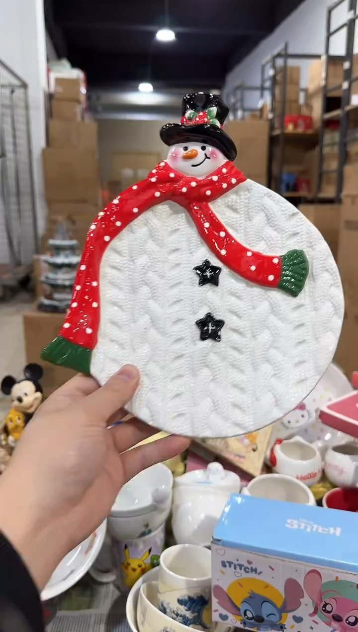 瓷片原盒雪人盘  
