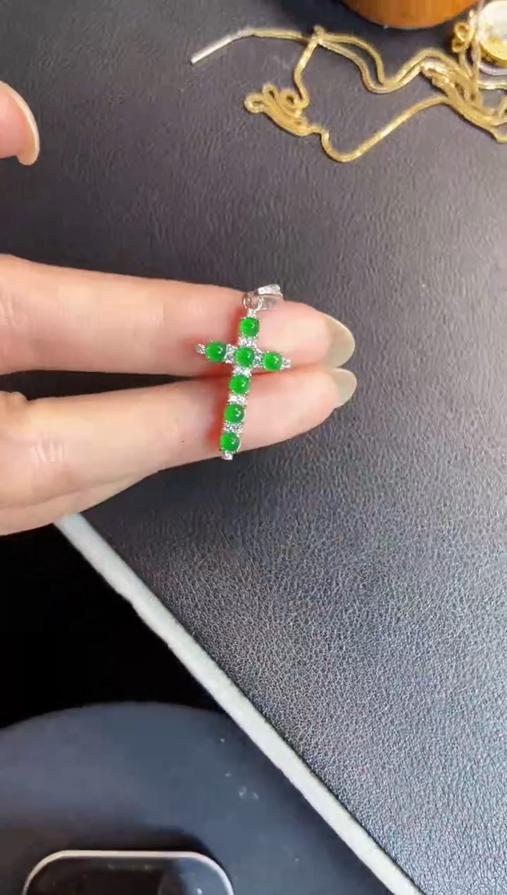吊坠(不含链)银S925镶嵌翡翠1