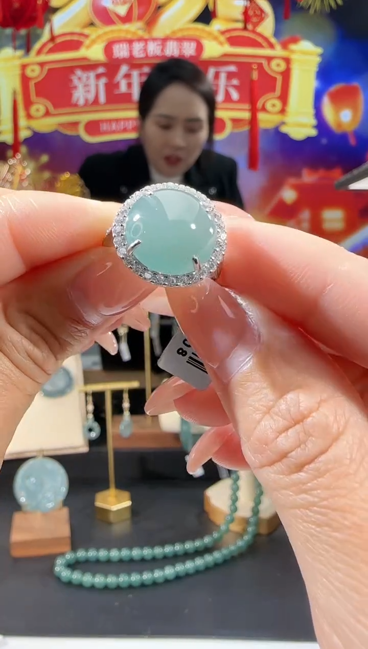 【闪购商品】翡翠戒指银S925镶嵌蛋面戒指多样性发一