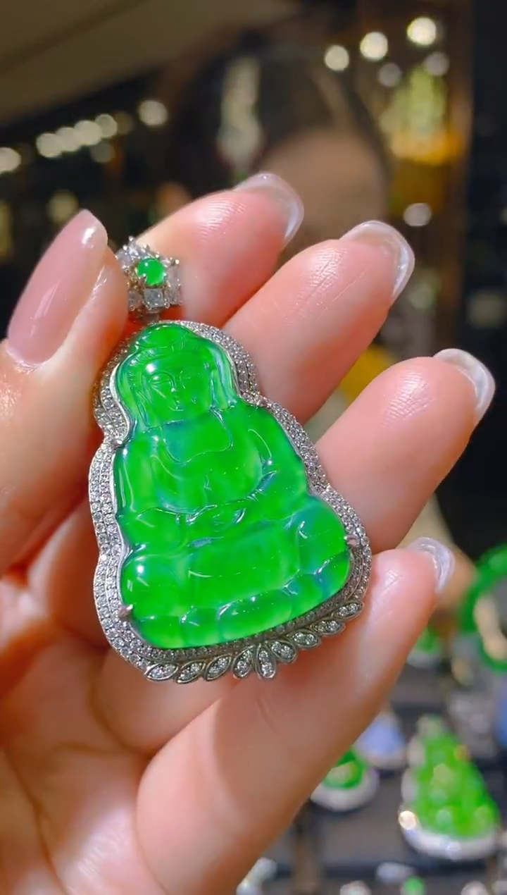 【闪购商品】翡翠吊坠(赠链)银S925镶嵌052（多样性发货）