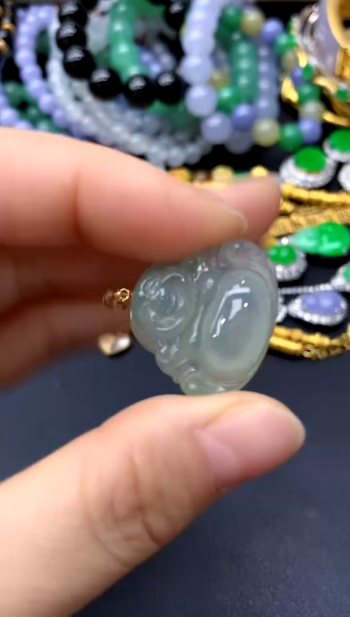 颈饰18K金镶嵌翡翠353-中国好珍宝