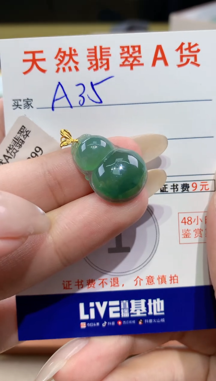 颈饰18K金镶嵌翡翠天然缅甸翡翠A货挂件 