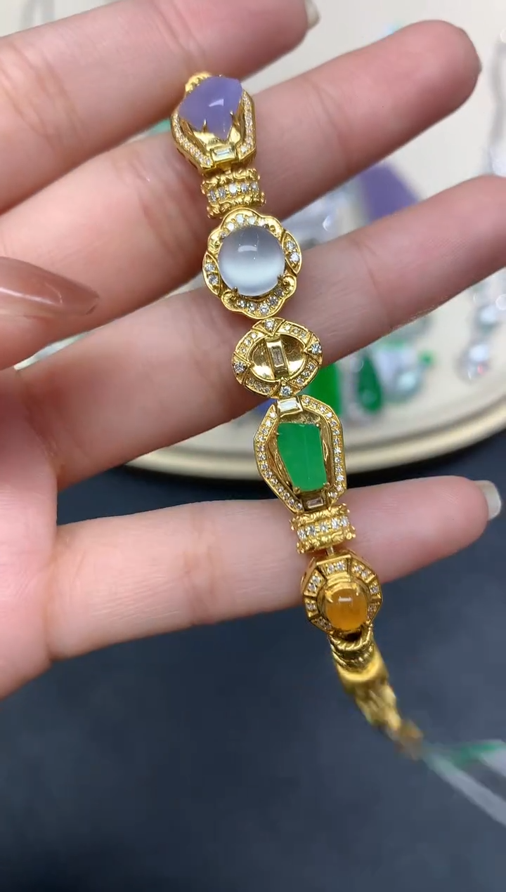 18K金镶嵌手链翡翠手链A141|19800