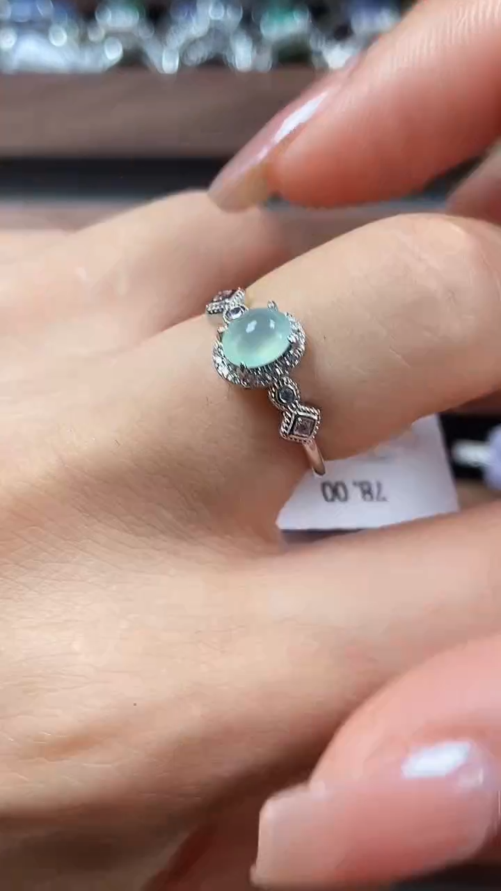 银S925镶嵌戒指翡翠4004