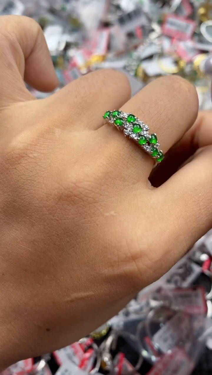 银S925镶嵌戒指翡翠555----6