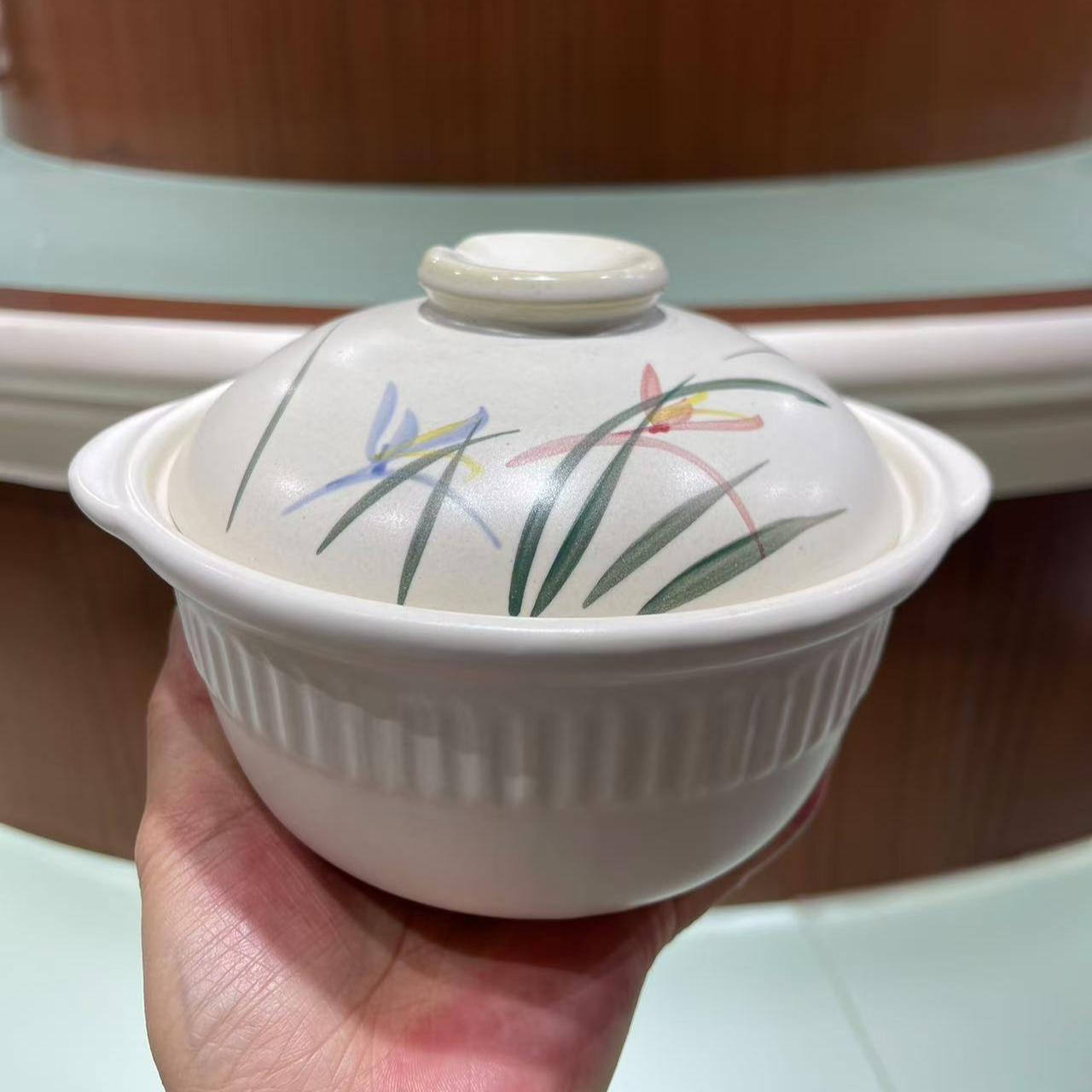 景德镇珍宝0.8升砂锅1785白兰花