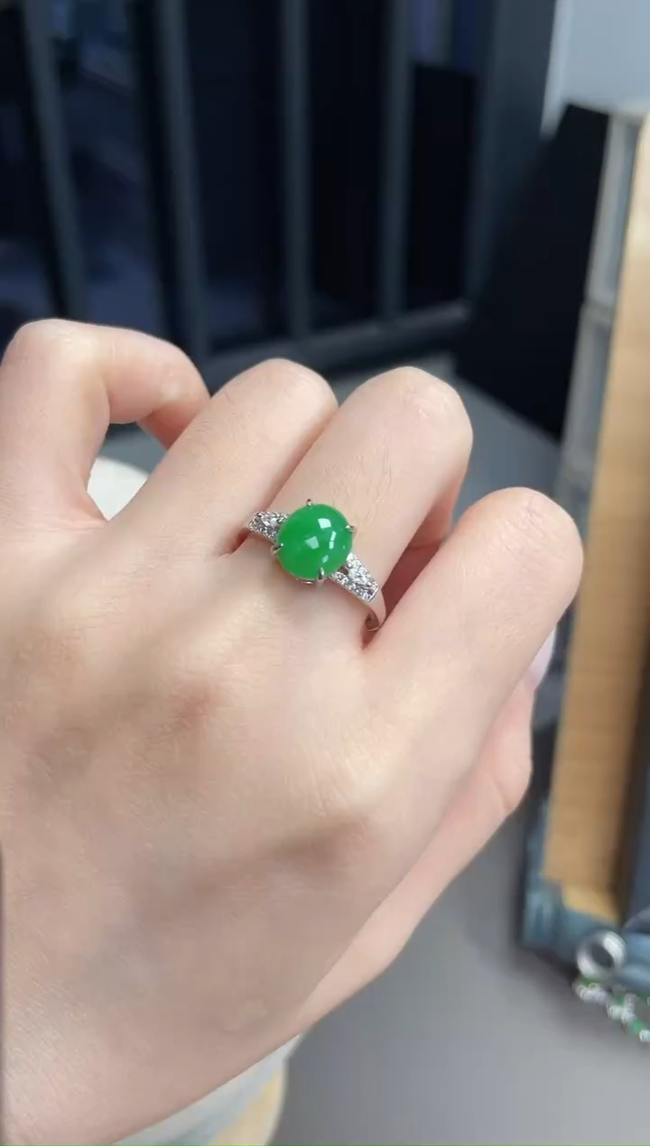 银S925镶嵌戒指翡翠1