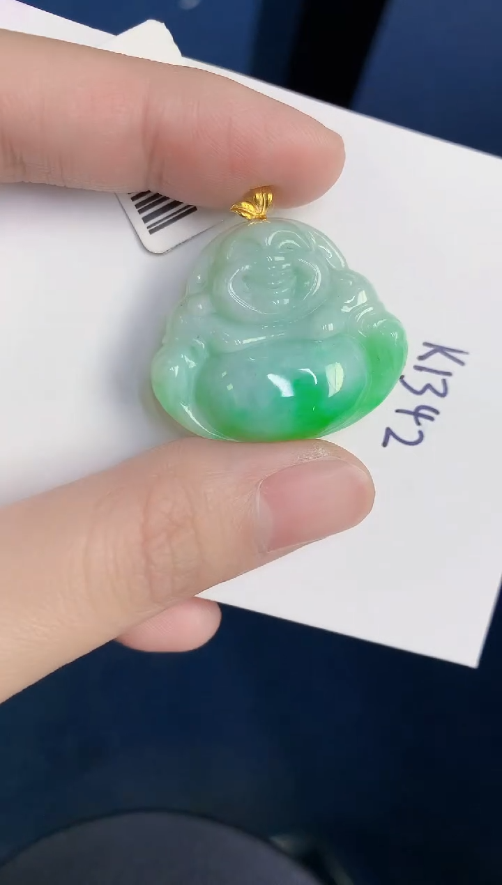 颈饰18K金镶嵌翡翠天然翡翠缅甸A货