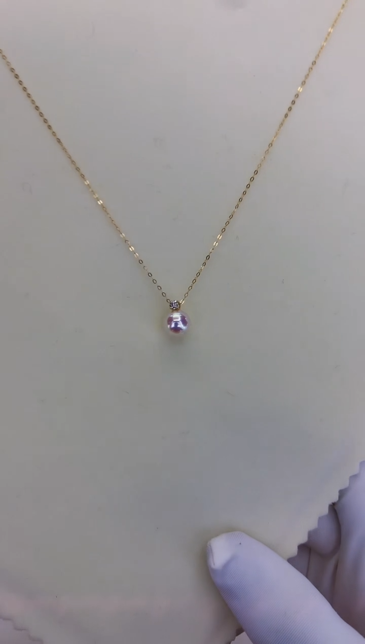 18K金镶嵌DA海水珍珠 GD017 7-8 钻石王妃吊坠赠银链