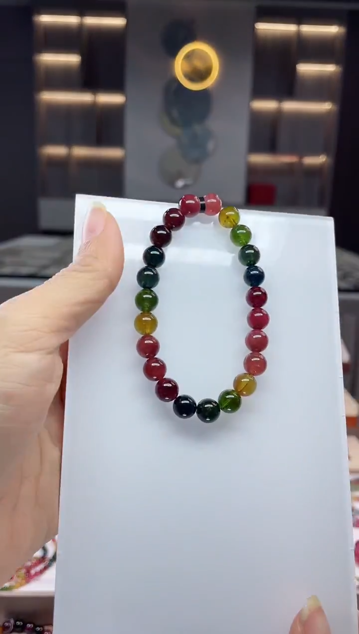 未镶嵌老矿碧玺单圈手串8mm+碧玺（多样性发一条）Q
