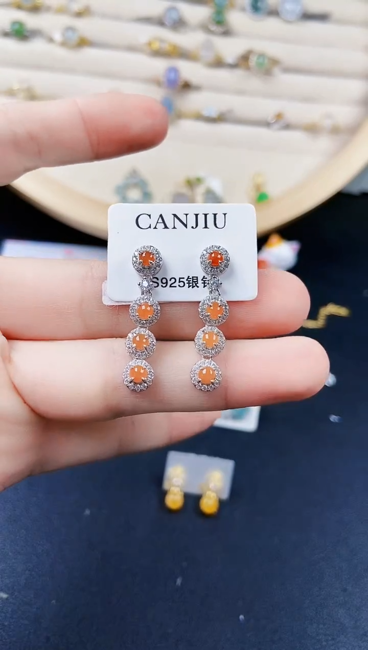 【闪购商品】翡翠银S925镶嵌耳饰6464646