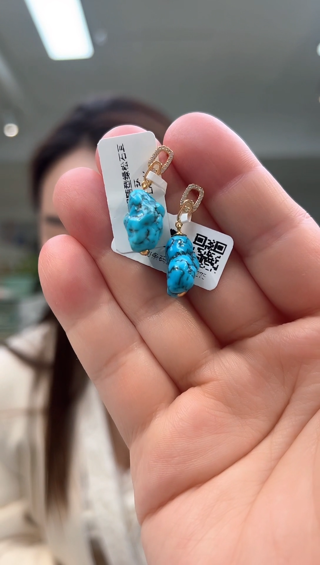 【闪购商品】绿松石银S925镶嵌耳环发货一件