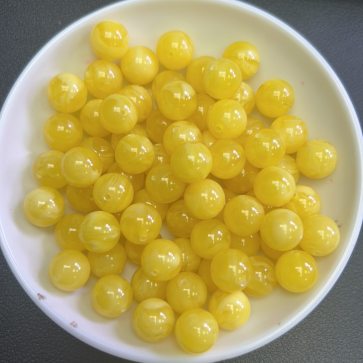 天然琥珀蜜蜡散珠 白花蜡Q346 10MM 25颗（赠弹力绳）